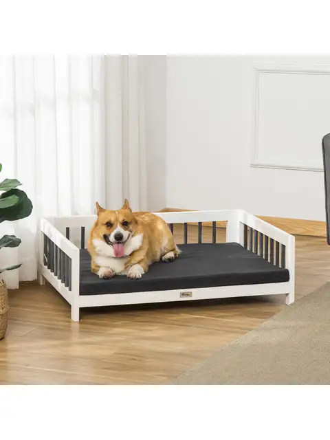 Wood-Dog-Bed-with-Supportive-Cushion-Elevated-Dog-Bed-with-Removable-Cushion-Cover-Cute-Dog-Bed.jpg_640x640